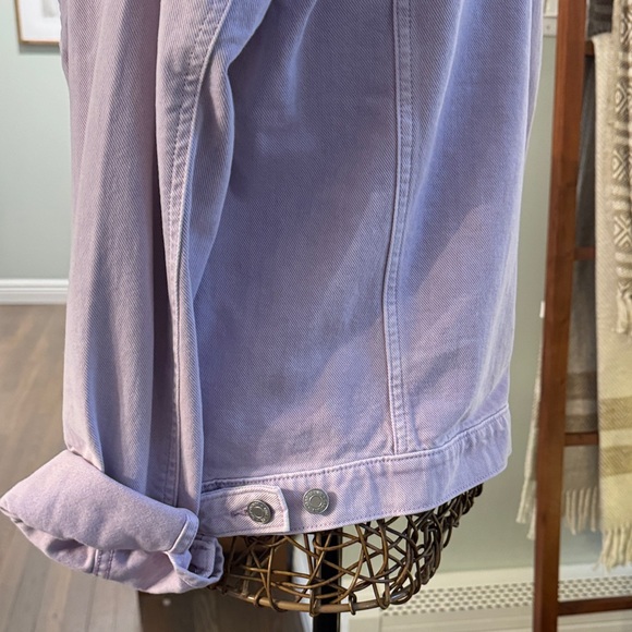 Lavender Crop Gap Denim Jacket L - Picture 5 of 10